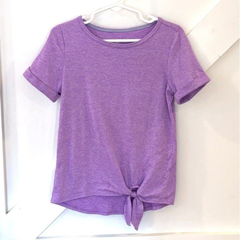 Heather Purple SideTie Athletic Round Neck Short Sleeve Tee T-Shirt
